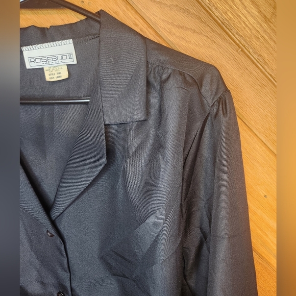 Rosebud II vintage black sheer large button down long sleeved shirt - Picture 10 of 13